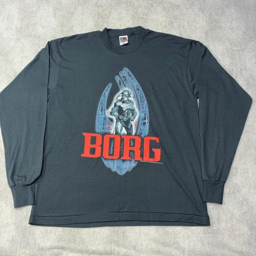 Vintage 90s Star Trek Borg TNG Double Sided Graphic T-Shirt 1996 Mens XL